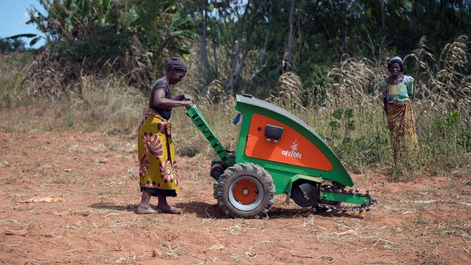 A woman uses the Aftrak tractor in Malawi.
