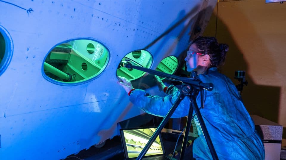 LU Section of A320 Wing undergoing visual inspection