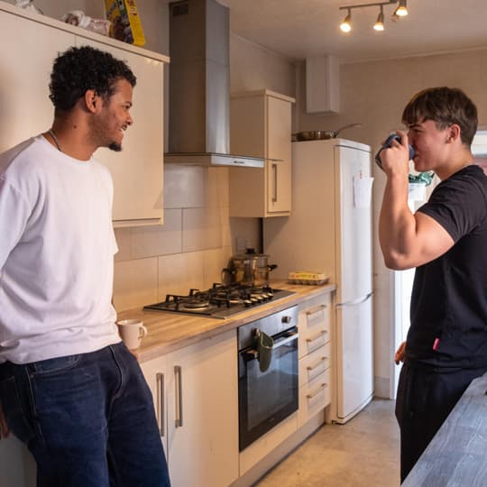 2 students in their off campus kitchen