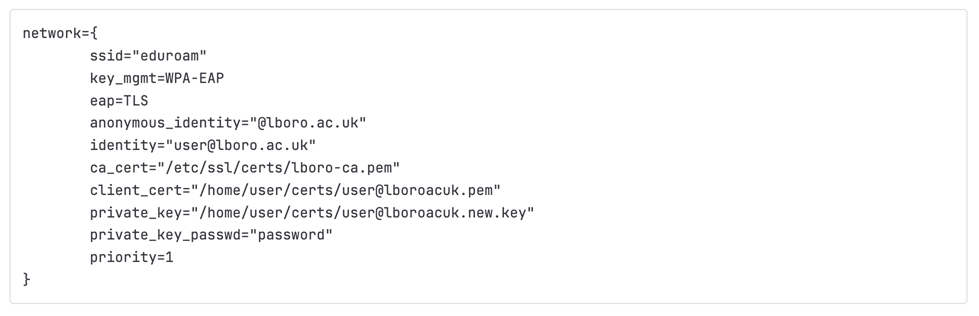 Screenshot of the section code to edit wpa_supplicant.conf if required
