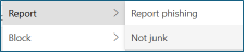 screenshot of report then report phishing or report junk