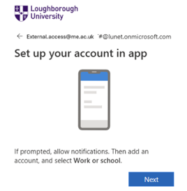 set up your account with the email