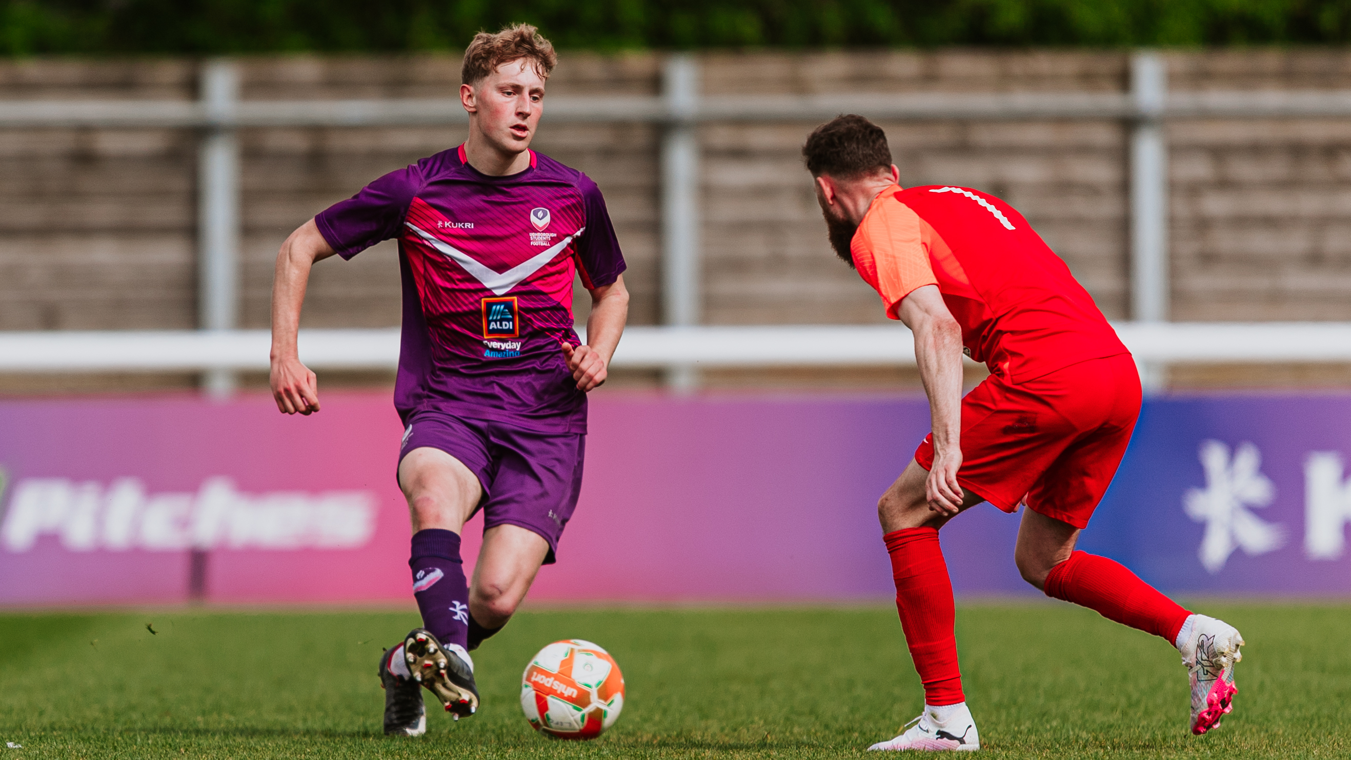 Loughborough Students player Joe Fountain in action playing football