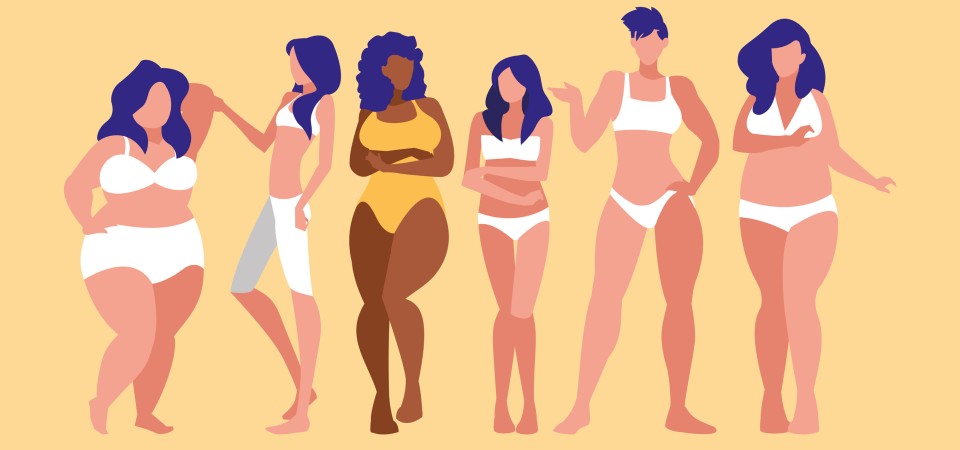 Woman in Bikini with Average Slim Body Type. Girl Standing in