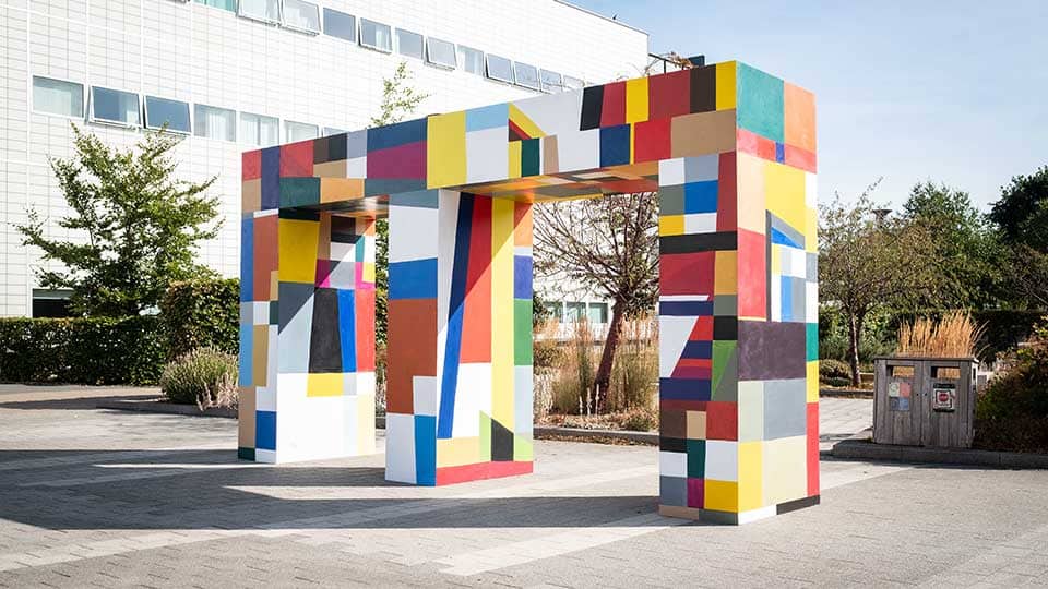 Colourful archway by Atta Kwami in Shirley Pearce Square.
