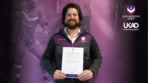 Richard Wheater, Director of Sport, Loughborough University, holding a clean sport certificate