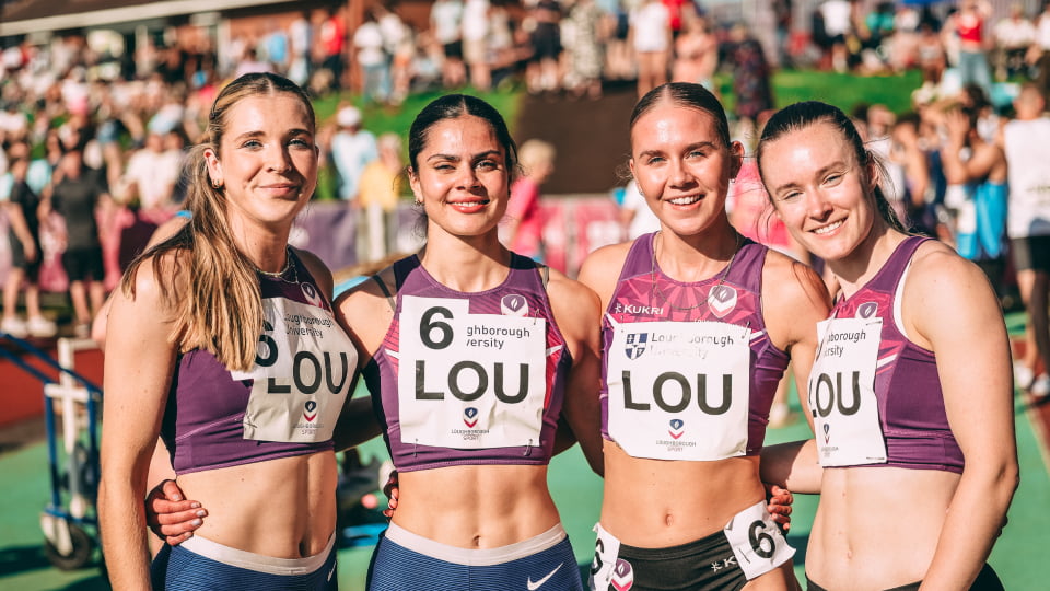 a posed shot of Loughborough's 4x400m womens relay team