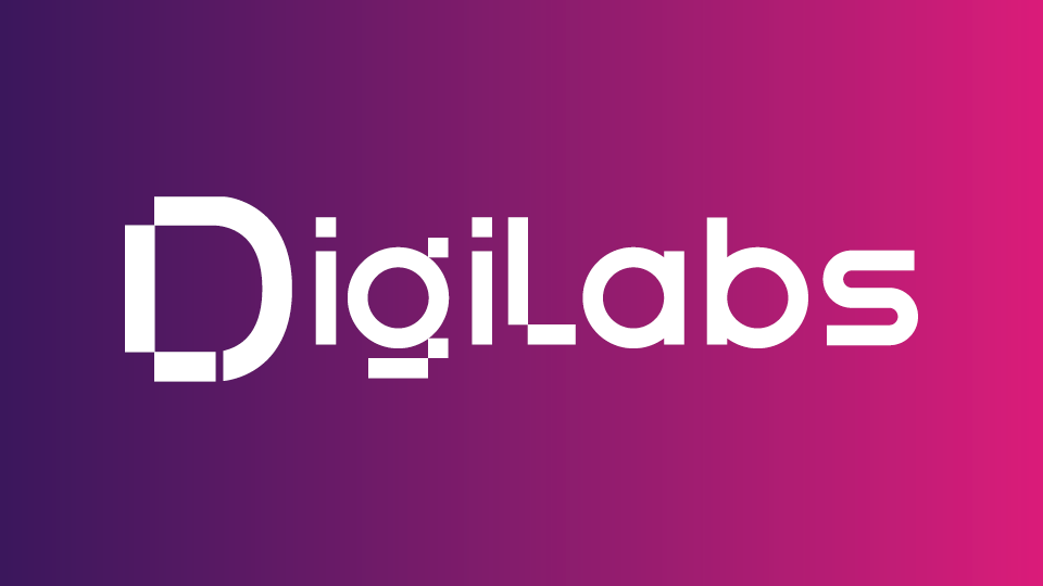 Pink and purple gradient background with white text that says 'DigiLabs'