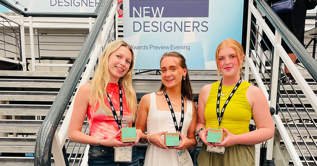 Charlotte Devereux, Ellie Munro and Amy Gardner holding their ND Awards